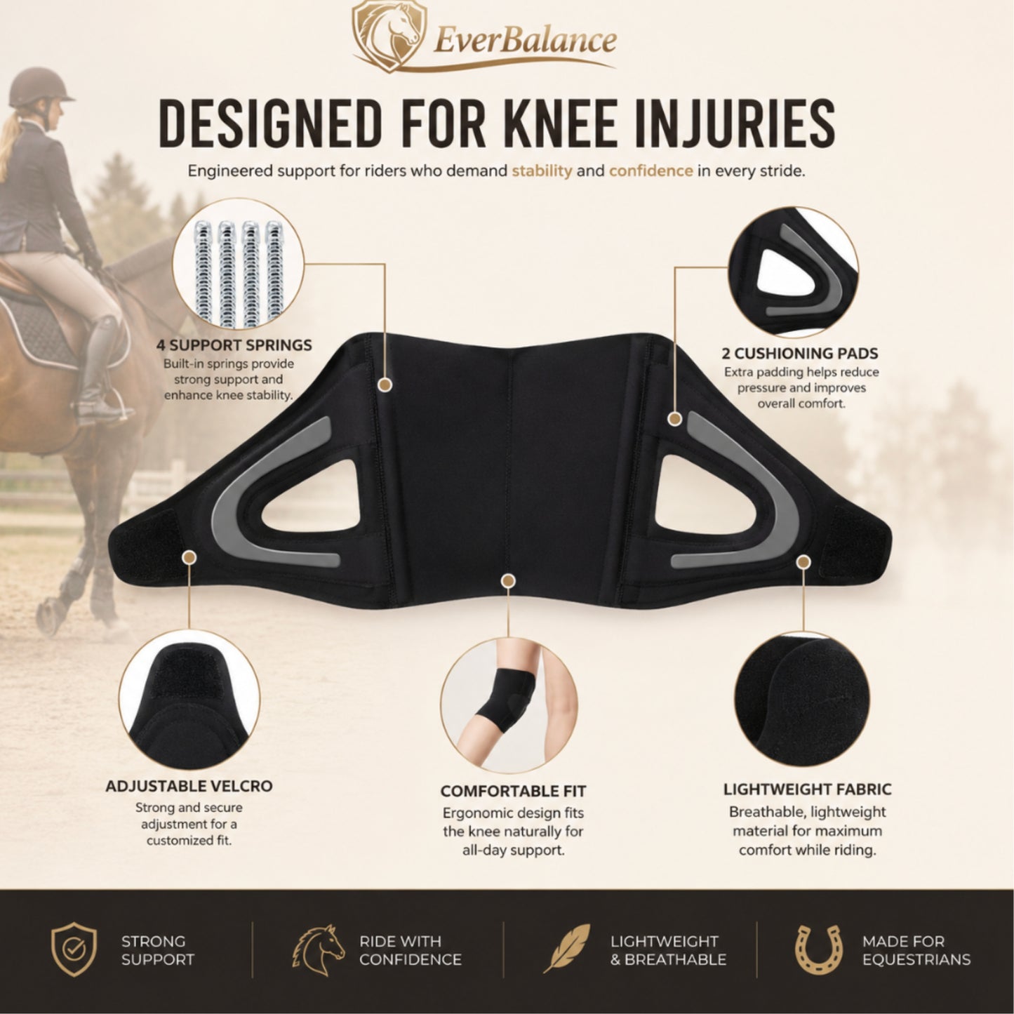 Equestrian knee support